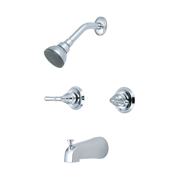 Olympia Faucets Two Handle Tub/Shower Set, IPS, Wallmount, Polished Chrome, Weight: 5.5 P-1230
